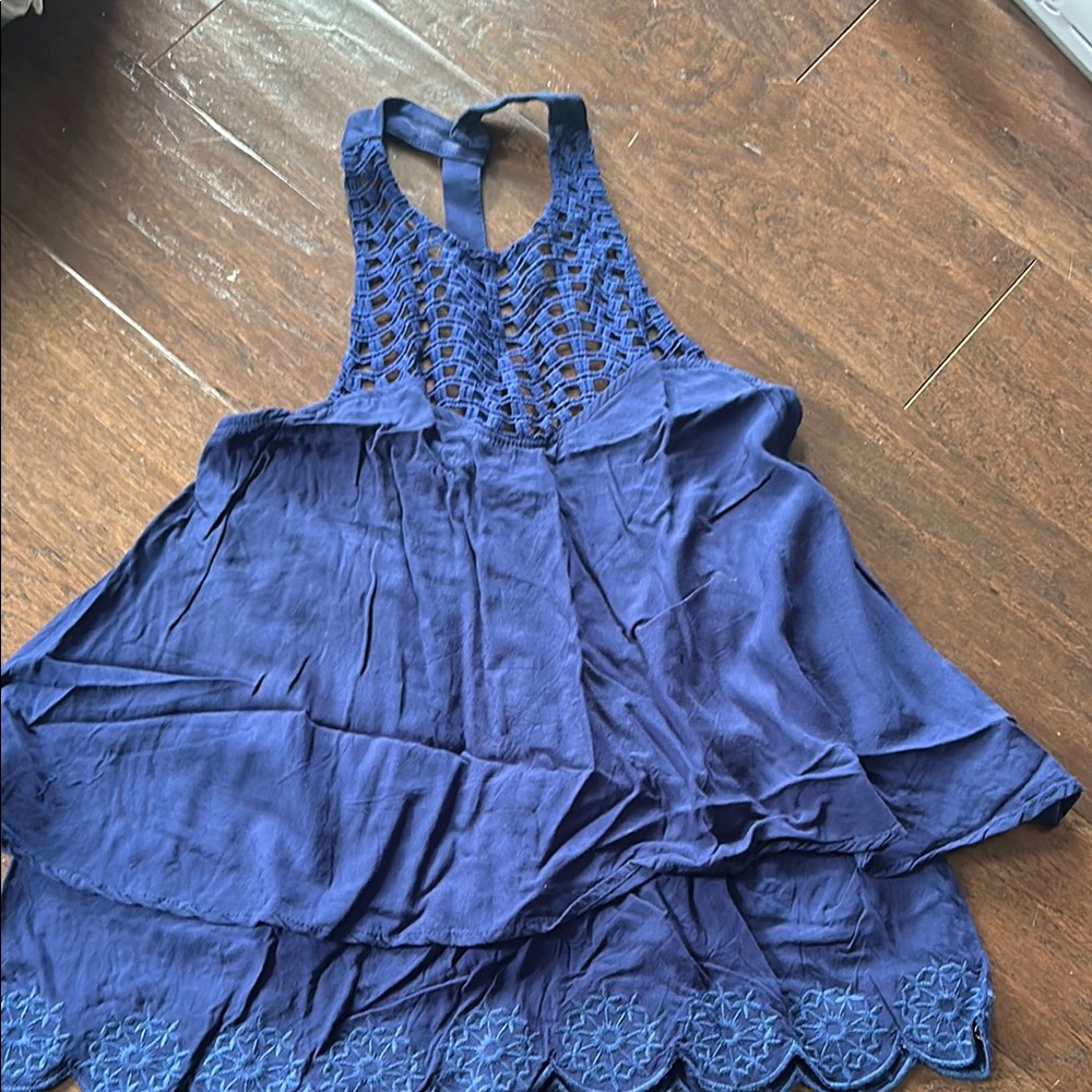 Francesca's Collections Blue Tiered Ruffled Blouse